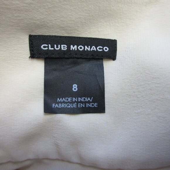 Club Monaco Mini Skirt Women 8 Cream 100% Silk Beaded Pockets Pleated Preppy 224 - Picture 2 of 8